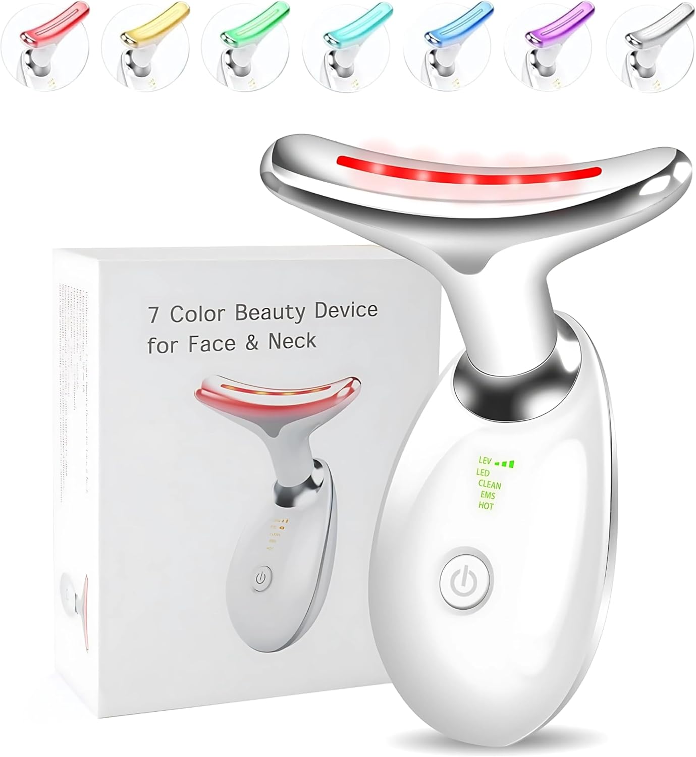 True Beauty Glow Facial Massager, 7 Color Multifunctional Neck & Facial Massager, Anti-Wrinkle Face Device